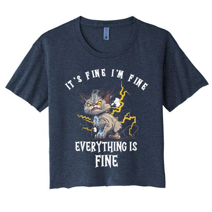 It's Fine I'm Fine Everything Is Fine Funny Sarcastic Cat Crop Top