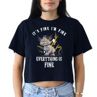 It's Fine I'm Fine Everything Is Fine Funny Sarcastic Cat Crop Top