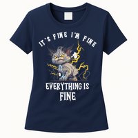 It's Fine I'm Fine Everything Is Fine Funny Sarcastic Cat Womens T-Shirt