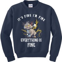 It's Fine I'm Fine Everything Is Fine Funny Sarcastic Cat Kids Sweatshirt