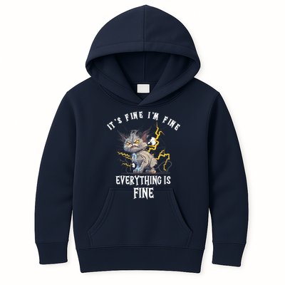 It's Fine I'm Fine Everything Is Fine Funny Sarcastic Cat Kids Hoodie