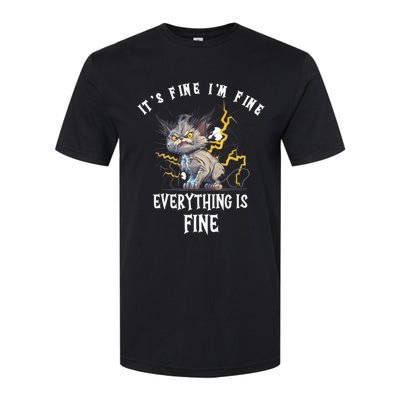 It's Fine I'm Fine Everything Is Fine Funny Sarcastic Cat Softstyle CVC T-Shirt