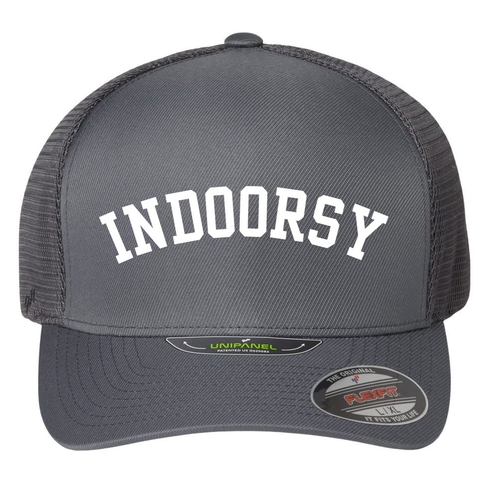 Indoorsy Funny Flexfit Unipanel Trucker Cap