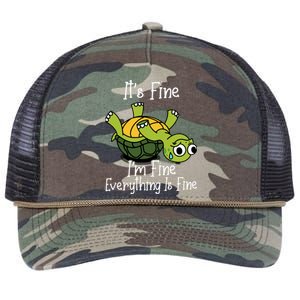 ItS Fine IM Fine Everything Is Under Control Funny Turtle Retro Rope Trucker Hat Cap