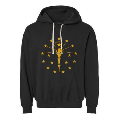 Indiana Flag IN State Vintage Style Garment-Dyed Fleece Hoodie