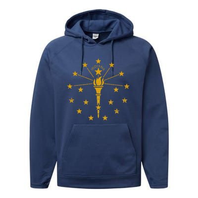 Indiana Flag IN State Vintage Style Performance Fleece Hoodie