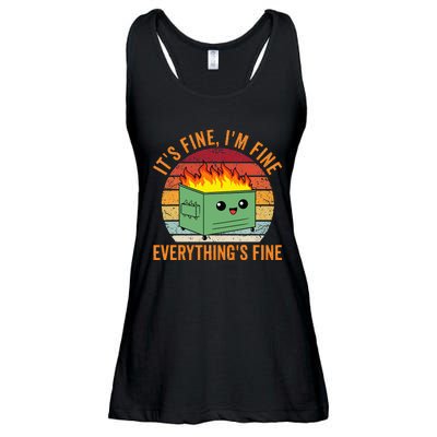 Its Fine Im Fine Everythings Fine Dumpster Fire Ladies Essential Flowy Tank