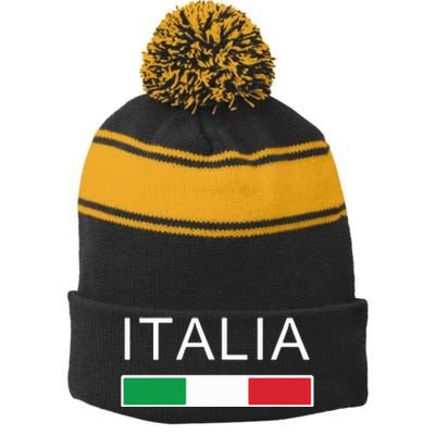 Italia Flag Italian Italy Italiano Family Heritage Stripe Pom Pom Beanie