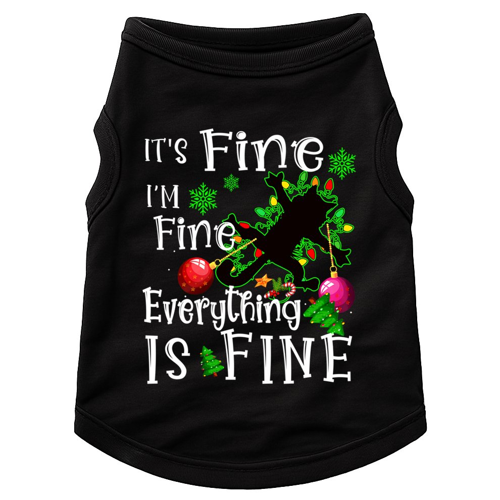 Its Fine Im Fine Everything Is Fine Naughty Cat Xmas Lights Gift Doggie Tank