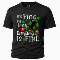 Its Fine Im Fine Everything Is Fine Naughty Cat Xmas Lights Gift Cooling Performance Crew T-Shirt
