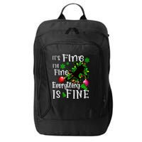 Its Fine Im Fine Everything Is Fine Naughty Cat Xmas Lights Gift City Backpack
