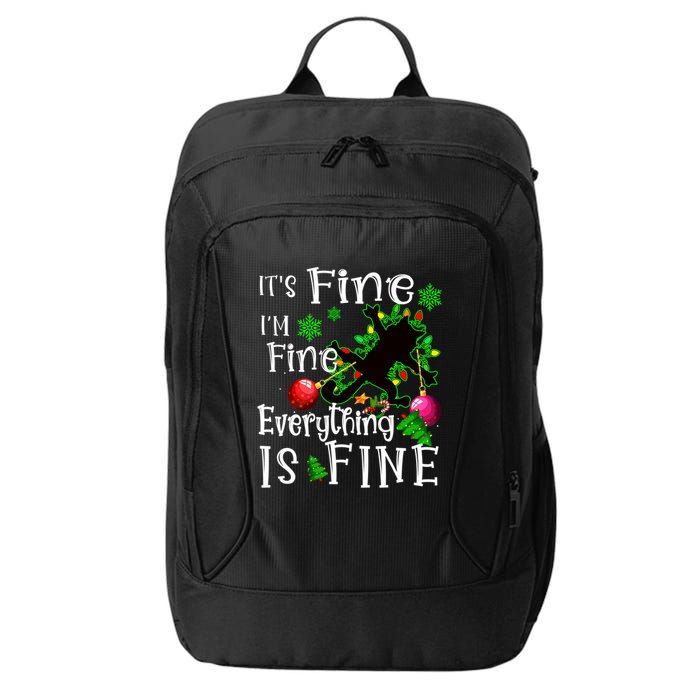 Its Fine Im Fine Everything Is Fine Naughty Cat Xmas Lights Gift City Backpack
