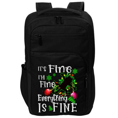 Its Fine Im Fine Everything Is Fine Naughty Cat Xmas Lights Gift Impact Tech Backpack