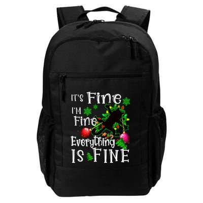 Its Fine Im Fine Everything Is Fine Naughty Cat Xmas Lights Gift Backpack