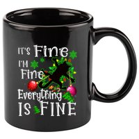 Its Fine Im Fine Everything Is Fine Naughty Cat Xmas Lights Gift 11oz C Handle Ceramic Mug