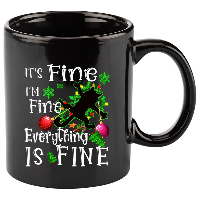 Its Fine Im Fine Everything Is Fine Naughty Cat Xmas Lights Gift 11oz C Handle Ceramic Mug