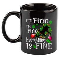Its Fine Im Fine Everything Is Fine Naughty Cat Xmas Lights Gift 11oz C Handle Ceramic Mug