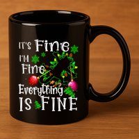 Its Fine Im Fine Everything Is Fine Naughty Cat Xmas Lights Gift 11oz C Handle Ceramic Mug