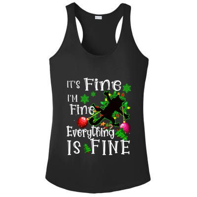 Its Fine Im Fine Everything Is Fine Naughty Cat Xmas Lights Gift Ladies PosiCharge Competitor Racerback Tank