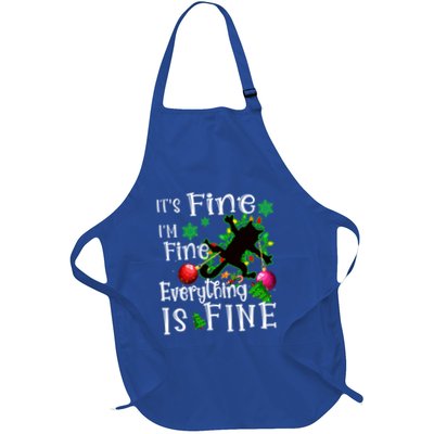 Its Fine Im Fine Everything Is Fine Naughty Cat Xmas Lights Gift Apron