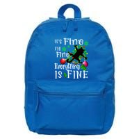 Its Fine Im Fine Everything Is Fine Naughty Cat Xmas Lights Gift 16 in Basic Backpack