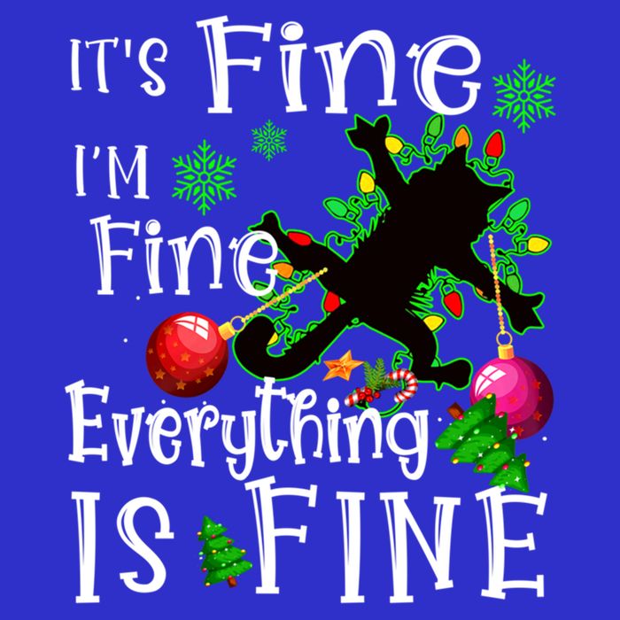 Its Fine Im Fine Everything Is Fine Naughty Cat Xmas Lights Gift 16 in Basic Backpack