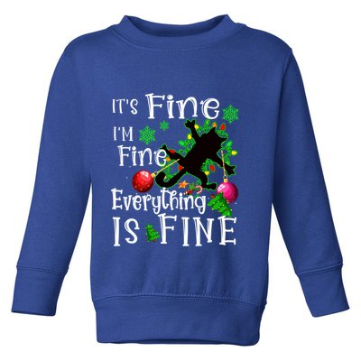 Its Fine Im Fine Everything Is Fine Naughty Cat Xmas Lights Gift Toddler Sweatshirt