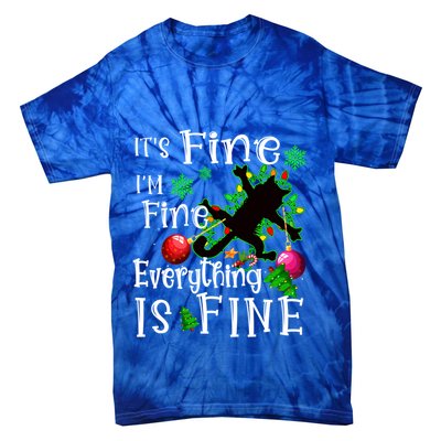 Its Fine Im Fine Everything Is Fine Naughty Cat Xmas Lights Gift Tie-Dye T-Shirt