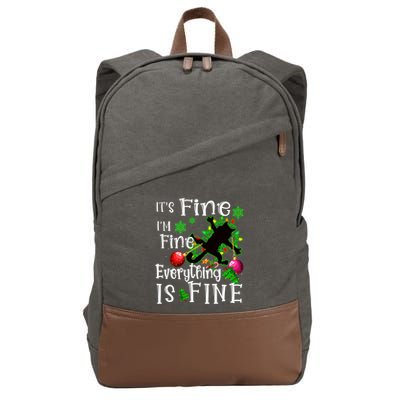 Its Fine Im Fine Everything Is Fine Naughty Cat Xmas Lights Gift Cotton Canvas Backpack