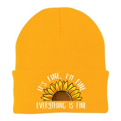 Its Fine Im Fine Everythings Fine Sunflower Gift Knit Cap Winter Beanie