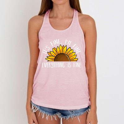 Its Fine Im Fine Everythings Fine Sunflower Gift Women's Knotted Racerback Tank