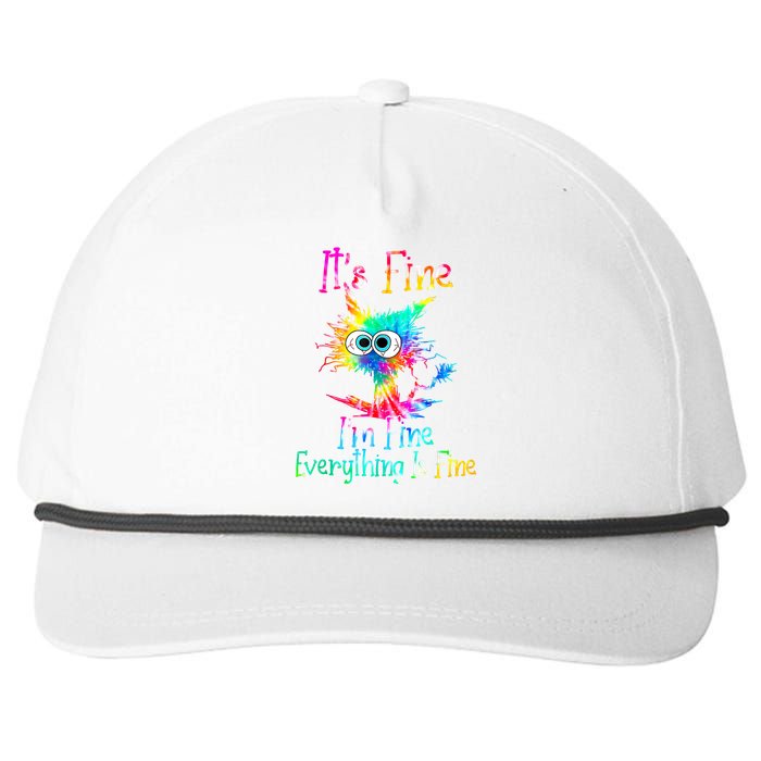 Its Fine Im Fine Everything Is Fine Funny Cat Tie Dye. Snapback Five-Panel Rope Hat