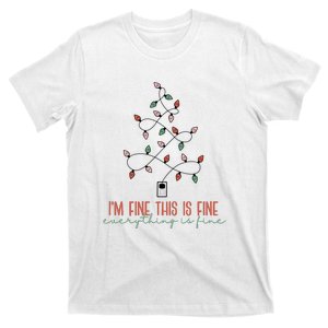 It's Fine I'm Fine Everything Is Fine Funny Christmas Tree Lights T-Shirt