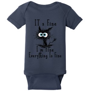 It's Fine I'm Fine Everything Is Fine Funny Black Cat Women Baby Bodysuit