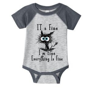 It's Fine I'm Fine Everything Is Fine Funny Black Cat Women Infant Baby Jersey Bodysuit