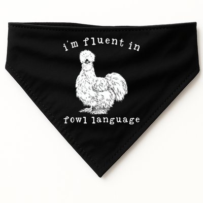 Im Fluent In Fowl Language Funny Silkie Chicken Farmhouse USA-Made Doggie Bandana