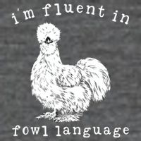 Im Fluent In Fowl Language Funny Silkie Chicken Farmhouse 7 Panel Mesh Trucker Snapback Hat