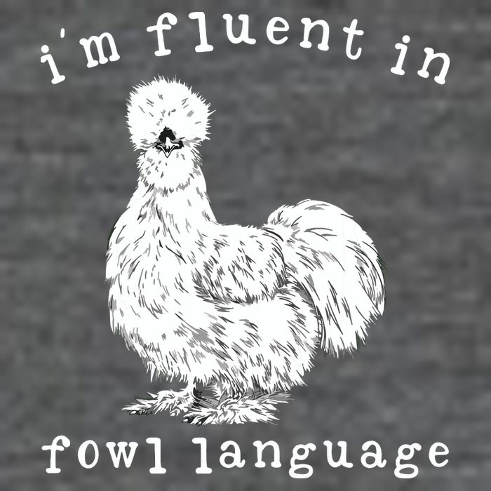 Im Fluent In Fowl Language Funny Silkie Chicken Farmhouse 7 Panel Mesh Trucker Snapback Hat