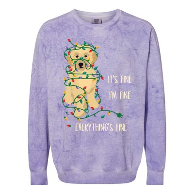 Its Fine Im Fine Everything Is Fine Christmas Lights Gift Colorblast Crewneck Sweatshirt