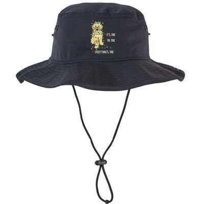 Its Fine Im Fine Everything Is Fine Christmas Lights Gift Bucket Hat