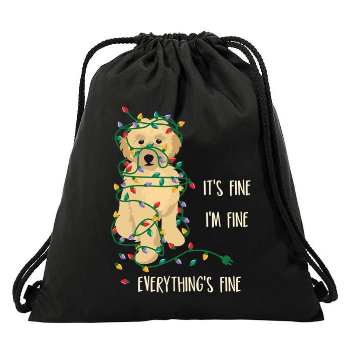 Its Fine Im Fine Everything Is Fine Christmas Lights Gift Drawstring Bag