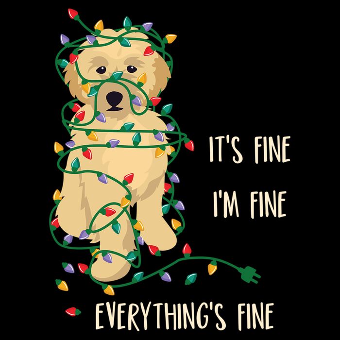 Its Fine Im Fine Everything Is Fine Christmas Lights Gift Drawstring Bag
