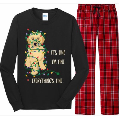 Its Fine Im Fine Everything Is Fine Christmas Lights Gift Long Sleeve Pajama Set