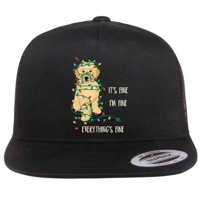 Its Fine Im Fine Everything Is Fine Christmas Lights Gift Flatbill Hat