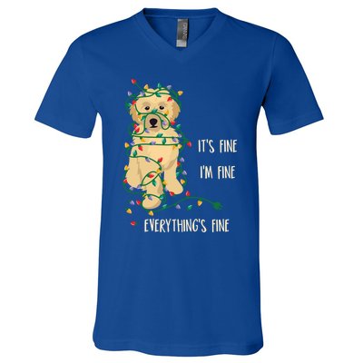 Its Fine Im Fine Everything Is Fine Christmas Lights Gift V-Neck T-Shirt