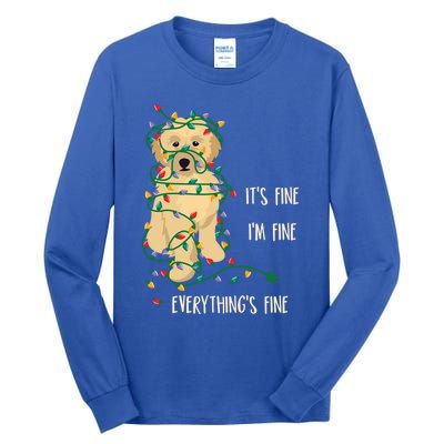 Its Fine Im Fine Everything Is Fine Christmas Lights Gift Tall Long Sleeve T-Shirt