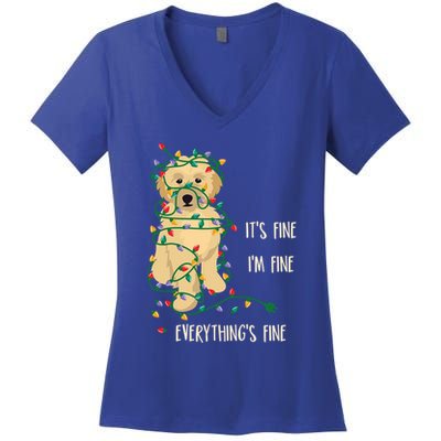 Its Fine Im Fine Everything Is Fine Christmas Lights Gift Women's V-Neck T-Shirt