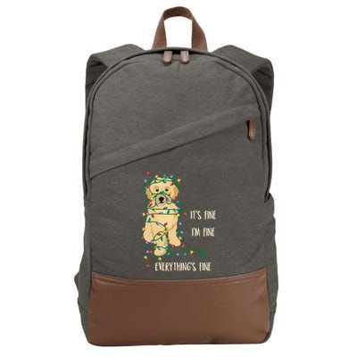 Its Fine Im Fine Everything Is Fine Christmas Lights Gift Cotton Canvas Backpack