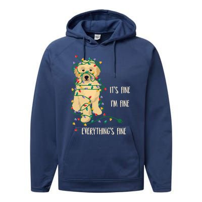 Its Fine Im Fine Everything Is Fine Christmas Lights Gift Performance Fleece Hoodie