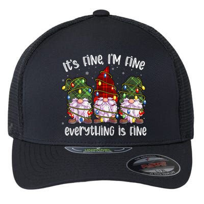 ItS Fine IM Fine Everything Is Fine Gnome Christmas Lights Meaningful Gift Flexfit Unipanel Trucker Cap